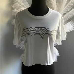 White Graphic Crewneck Crop Top